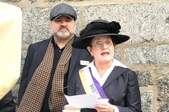 Vicki Embrey portraying Laura L. Byrne. Then executive director of the Howard Historical Society Shawn Gladden in rear.
