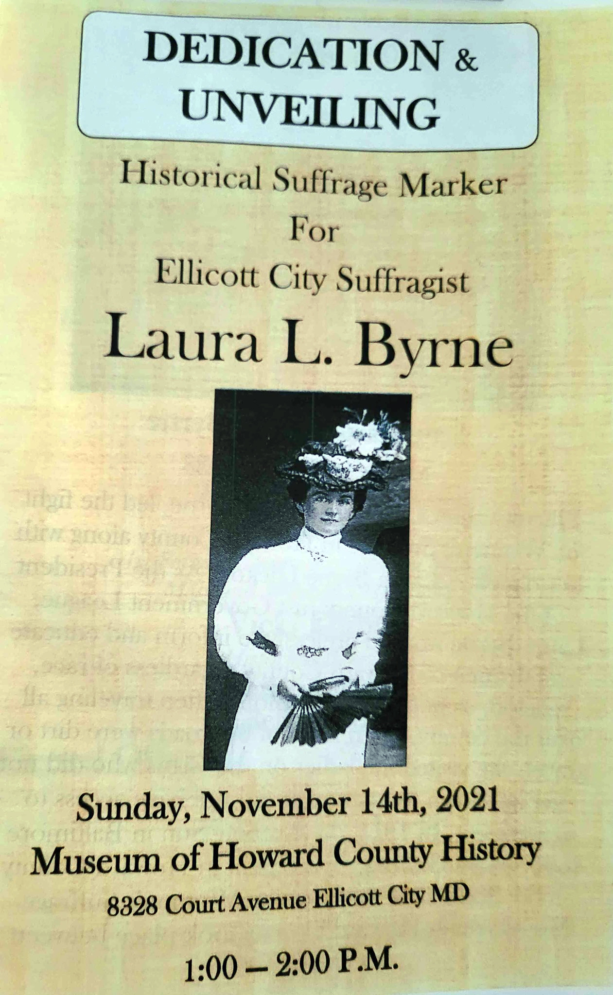 Program cover with photo of Laura L Byrne