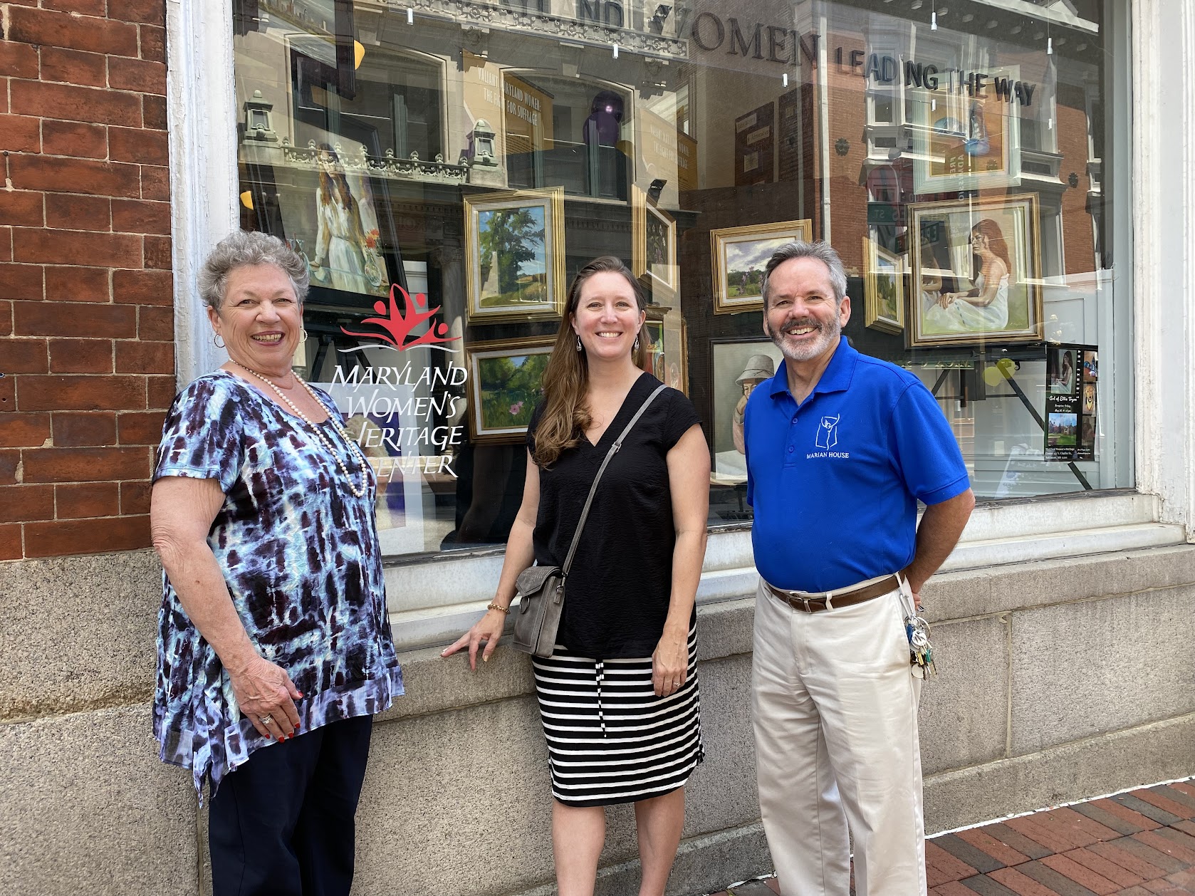 (l to r) MWHC Executive Director Diana M. Bailey with Katie Allston (Marian House Executive Director) and Peter McIver (Marian House Director of Operations)