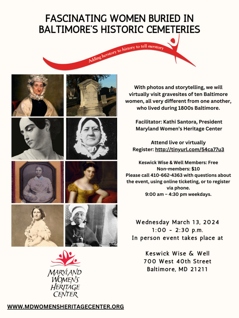a Flier with the historic images of 8 women, including Mary Pickersgill and Virginia Poe. 