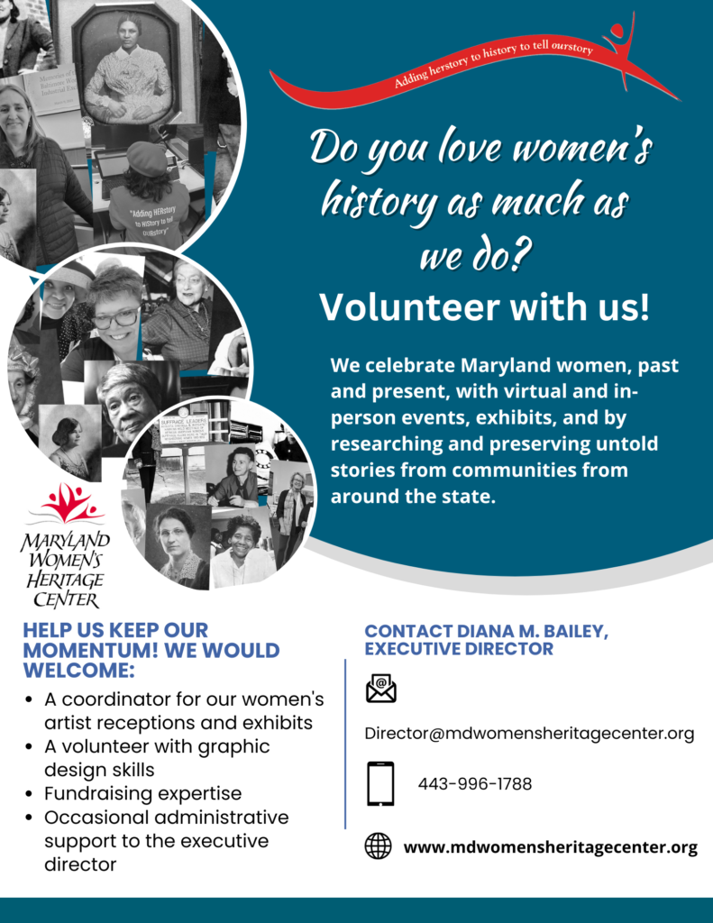 A flier with three circles that contain images of women. The header says "Do you love womens history as much as we do? Please read text of post for details.