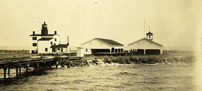 point-lookout-lighthouse historic photo of Point lookout lighthouse and buildings. Sepia tone