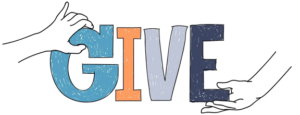 Give image for history fund the word give in different color letters with two hands holding the word