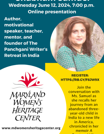 Flier for Shabnam Samuel Founder Panchgani Writer Retreat, India. Program date 6/14/25