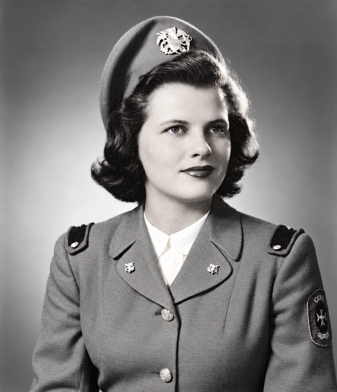 A B & W portrait of Ruth wolf in military uniform